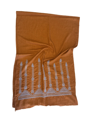 Ochre Hand Embroidered Scarf