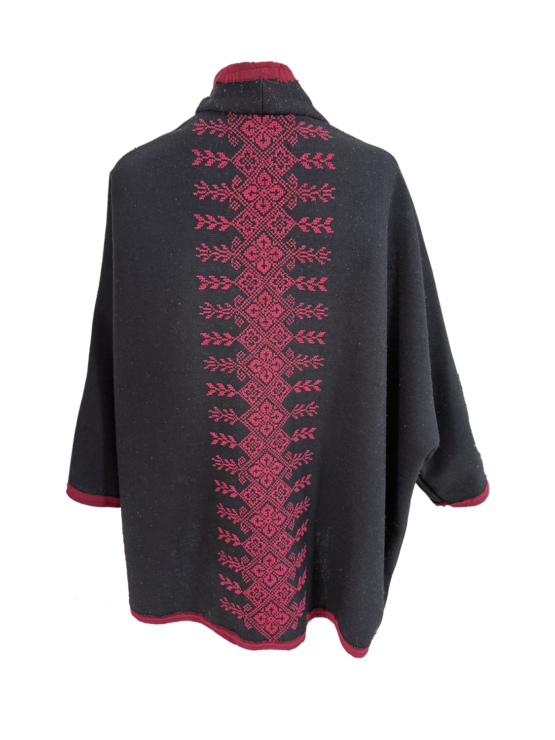The Round Jacket in Black With Red Embroidery