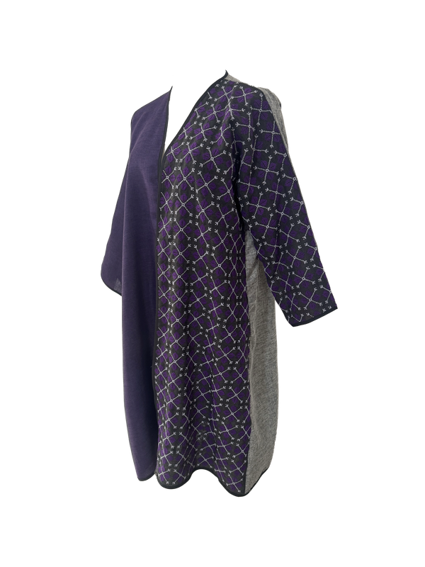 Nadia Dajani x UNHCR Purple and Grey Hand Embroidered Abaya