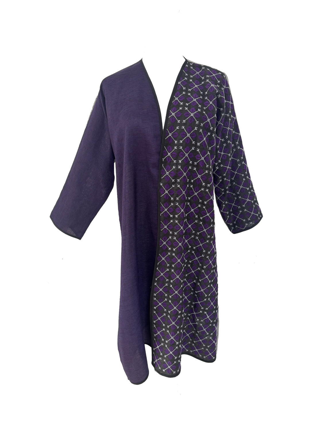 Nadia Dajani x UNHCR Purple and Grey Hand Embroidered Abaya