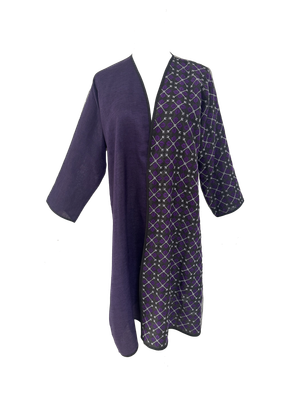 Nadia Dajani x UNHCR Purple and Grey Hand Embroidered Abaya