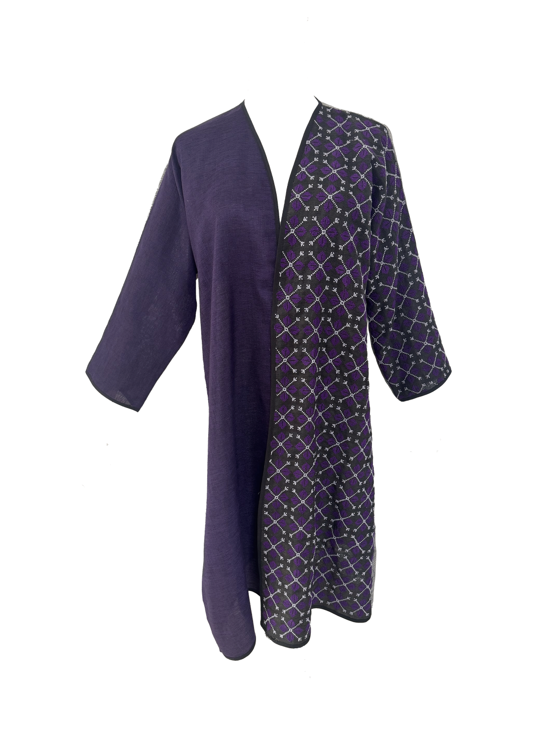 Nadia Dajani x UNHCR Purple and Grey Hand Embroidered Abaya
