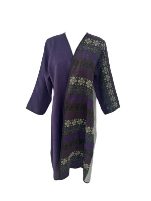 Nadia Dajani x UNHCR Grey and Purple Hand Embroidered Abaya