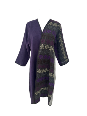 Nadia Dajani x UNHCR Grey and Purple Hand Embroidered Abaya
