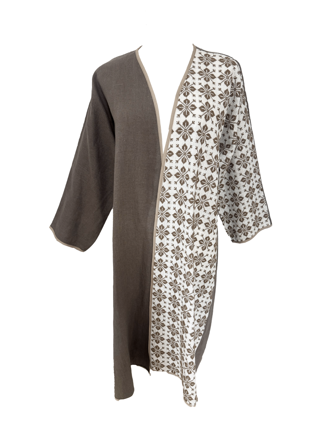 Nadia Dajani x UNHCR Beige and White Hand Embroidered Abaya