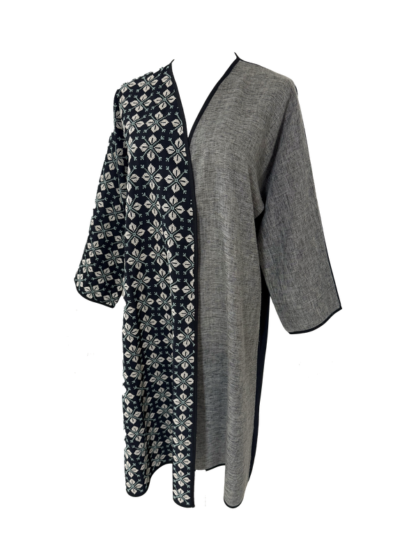 Nadia Dajani x UNHCR Baby Blue and White Hand Embroidered Abaya
