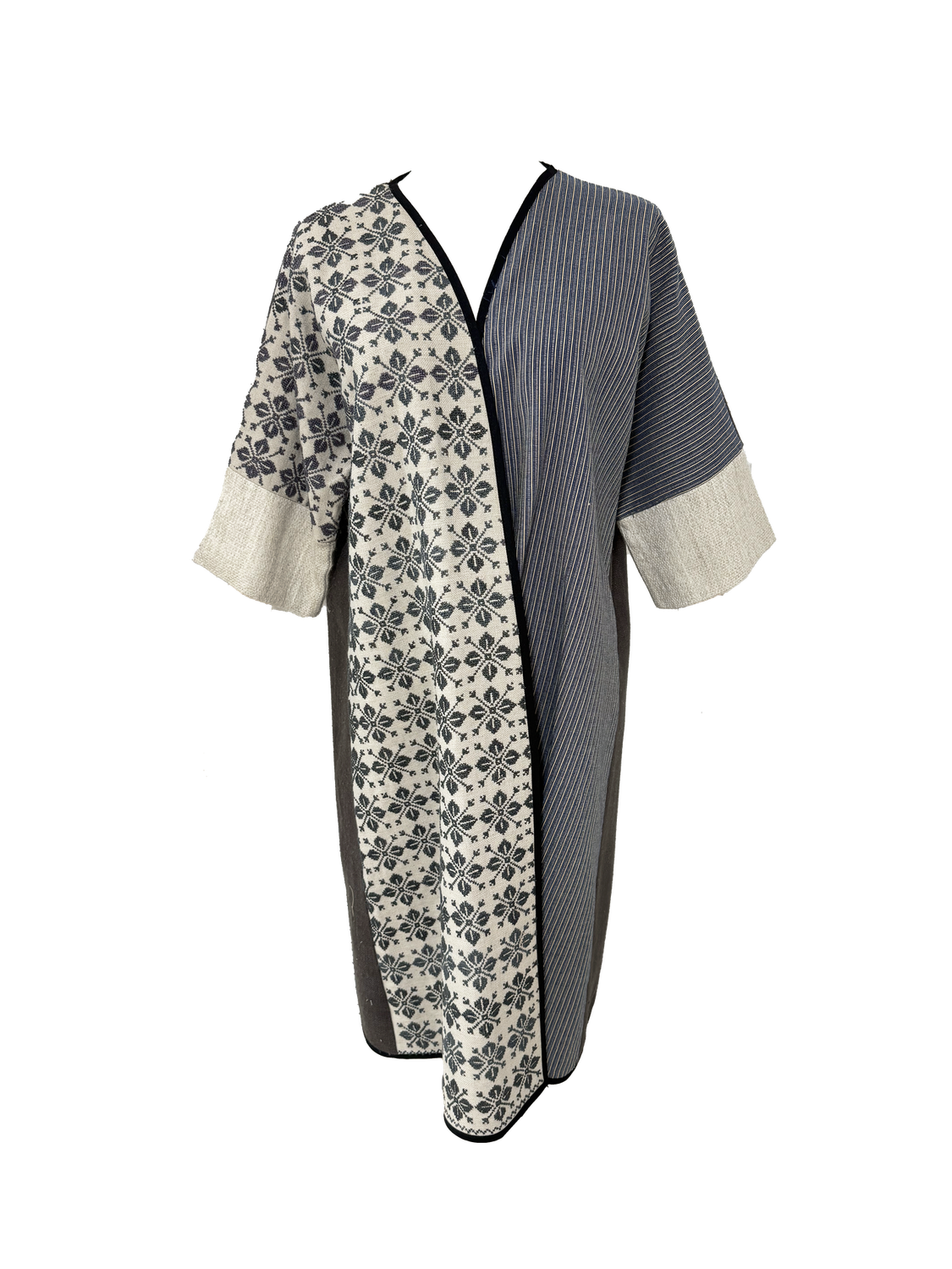Nadia Dajani x UNHCR Navy Stripes Hand Embroidered Abaya