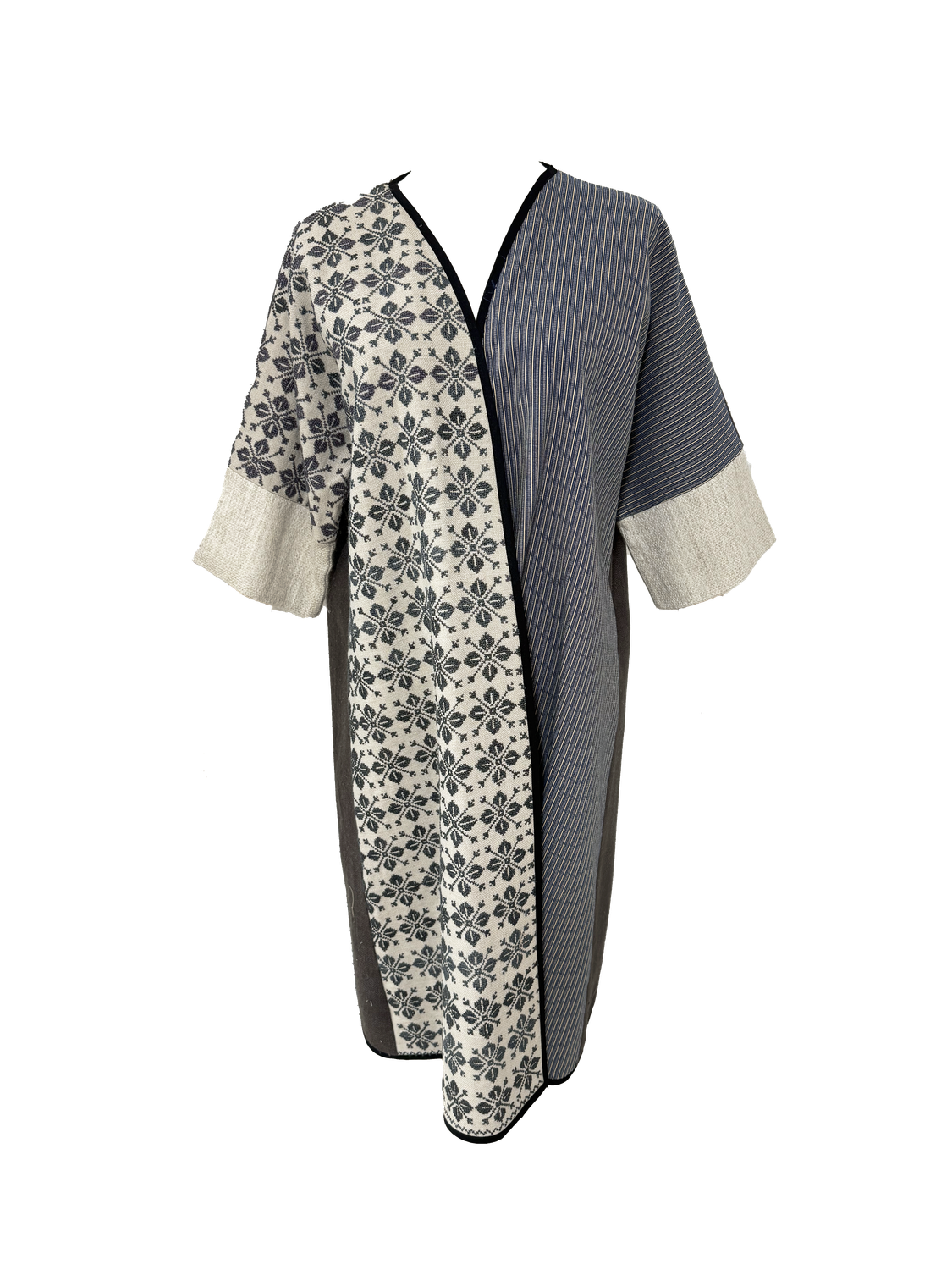 Nadia Dajani x UNHCR Navy Stripes Hand Embroidered Abaya