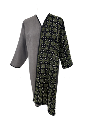 Nadia Dajani x UNHCR Olive Green and White Hand Embroidered Abaya
