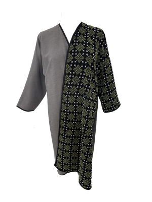 Nadia Dajani x UNHCR Olive Green and White Hand Embroidered Abaya