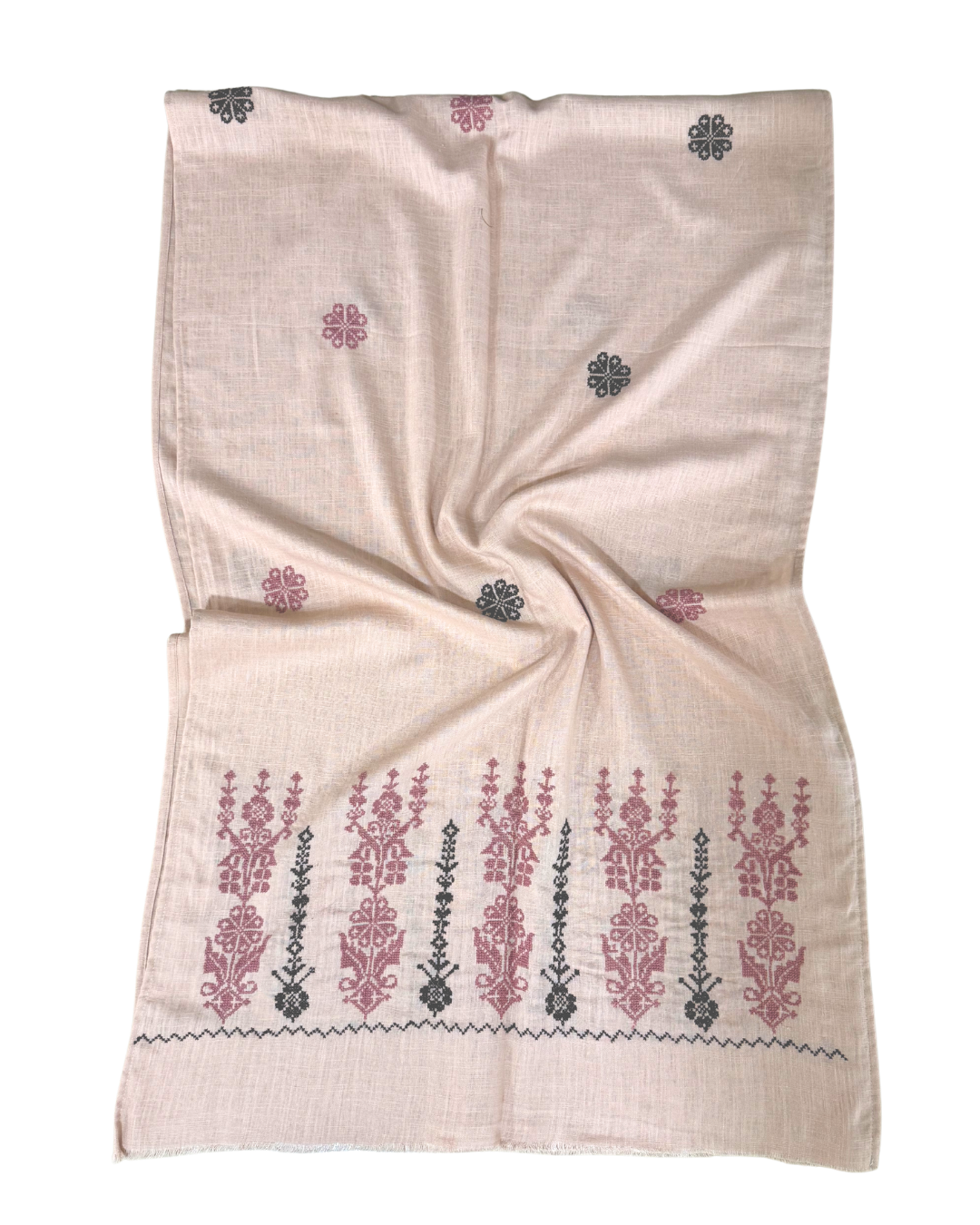 Nadia Dajani x MAP Lightly Embroidered Scarf in Pink