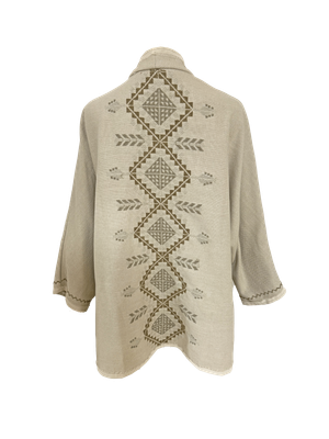 Nadia Dajani x MAP Geometry Hand Embroidered Beige Round Jacket