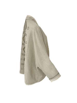 Nadia Dajani x MAP Geometry Hand Embroidered Beige Round Jacket