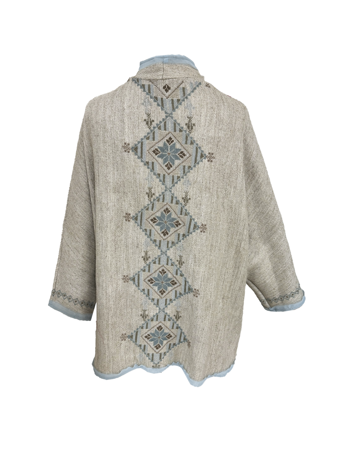 Nadia Dajani x MAP Blue Hand Embroidered Beige Round Jacket
