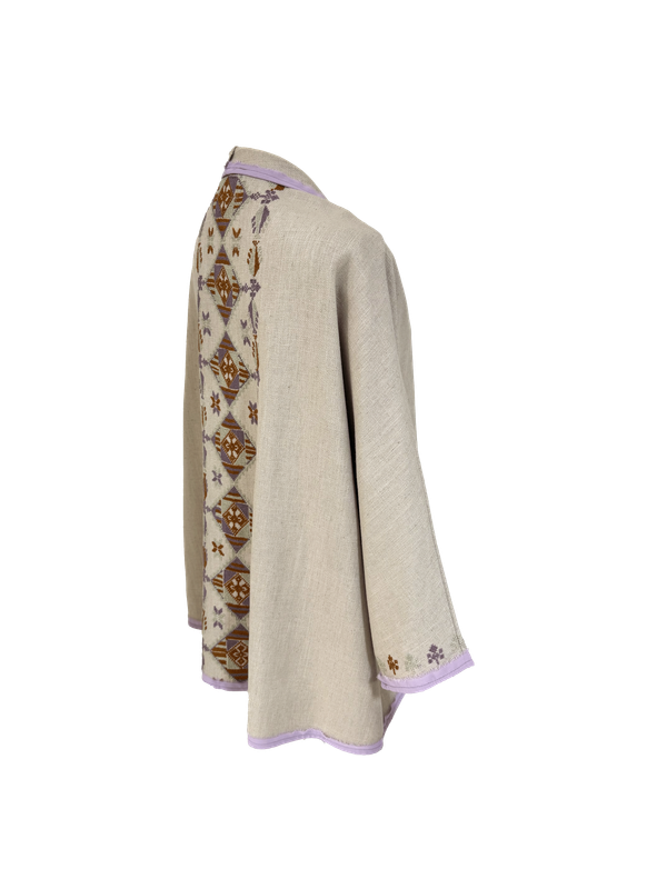 Nadia Dajani x MAP Blue Hand Embroidered Beige Round Jacket