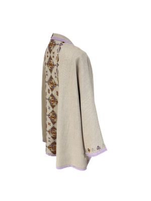 Nadia Dajani x Jerash Camp Blue Hand Embroidered Beige Round Jacket