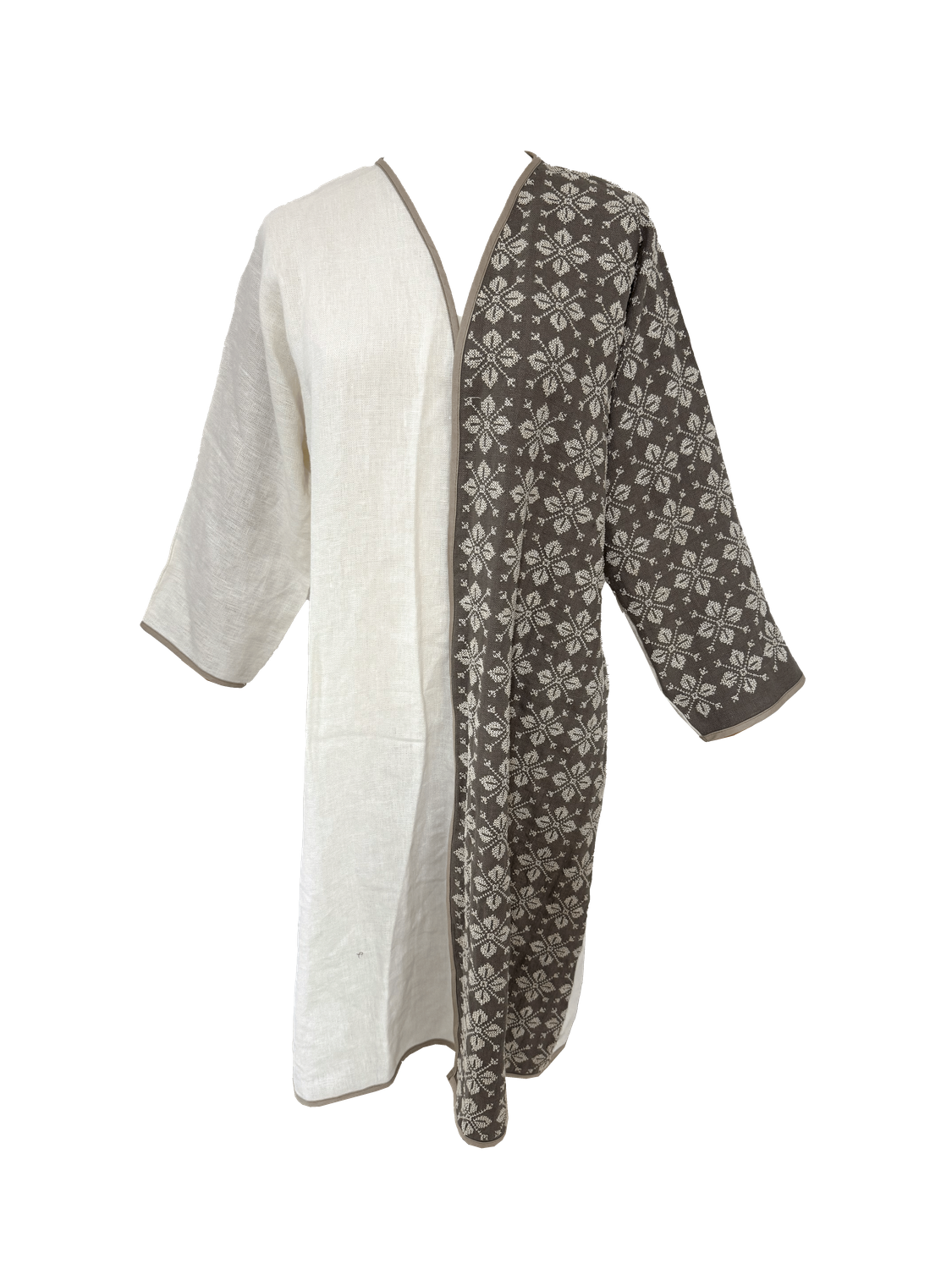 Nadia Dajani x UNHCR White Hand Embroidered Linen Abaya