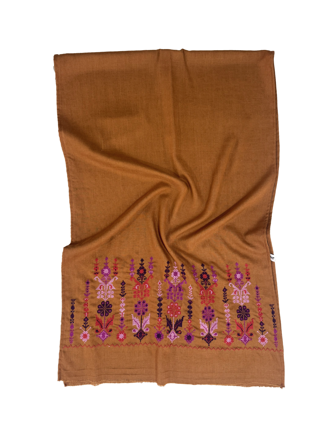 Nadia Dajani x MAP Embroidered Scarf in Ochre