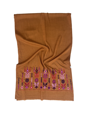 Nadia Dajani x MAP Embroidered Scarf in Ochre