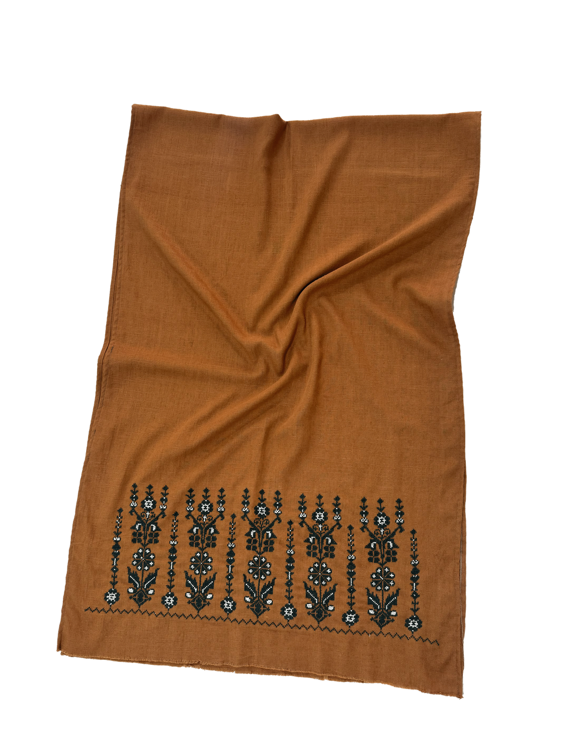 Medium Embroidered Ochre Scarf