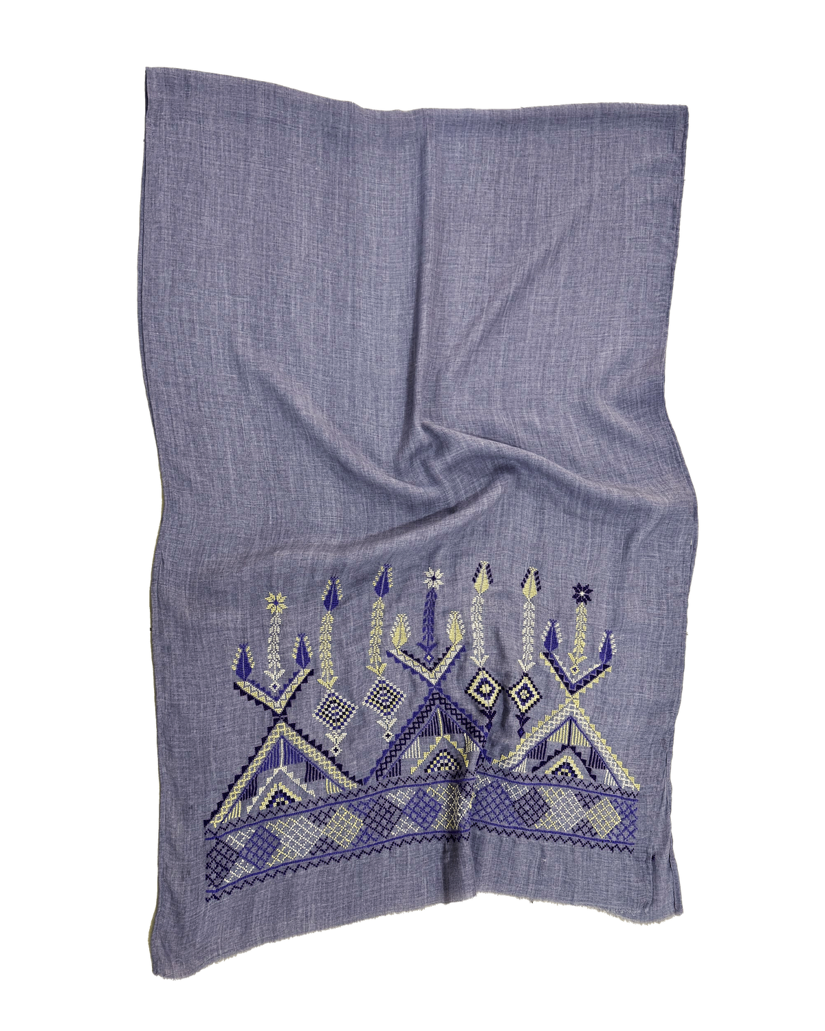 Heavily Embroidered Lavender Scarf