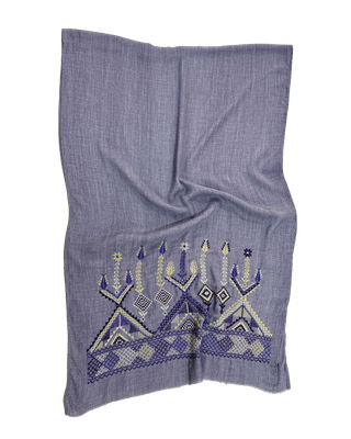 Heavily Embroidered Lavender Scarf