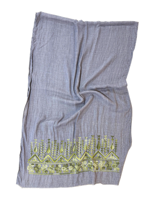 Heavily Embroidered Lavender Scarf