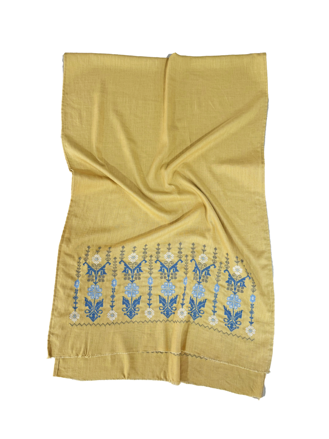 Medium Embroidered Yellow Scarf
