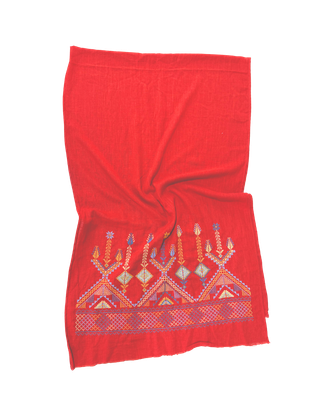 Heavily Embroidered Orange Scarf