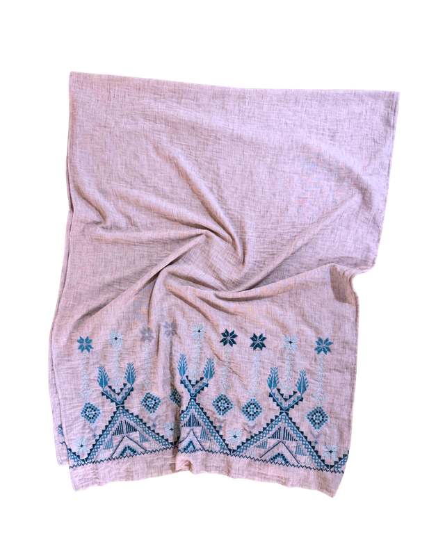 Medium Embroidered Light Pink Scarf