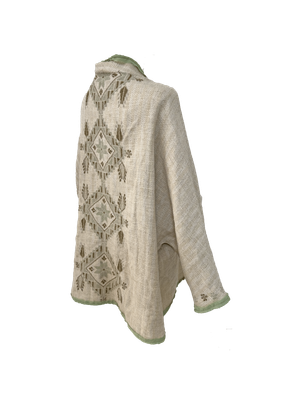 Nadia Dajani x MAP Olive Green Hand Embroidered Beige Round Jacket