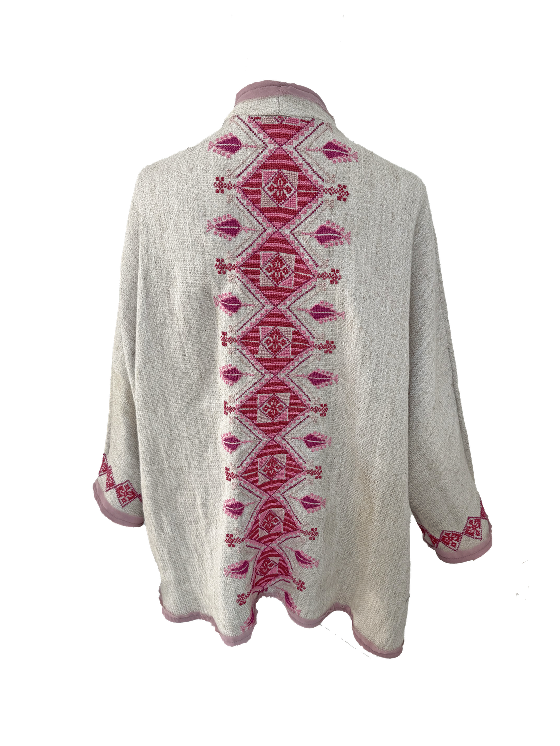 Nadia Dajani x MAP Pink Hand Embroidered Beige Round Jacket
