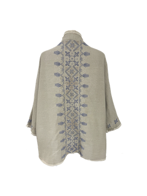 Nadia Dajani x MAP Light Blue Embroidered Beige Round Jacket
