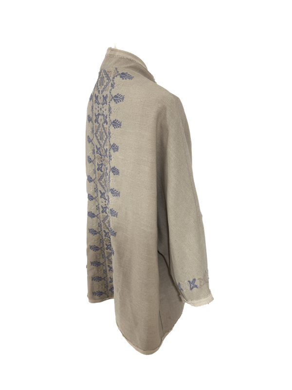 Nadia Dajani x MAP Light Blue Embroidered Beige Round Jacket