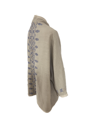 Nadia Dajani x MAP Light Blue Embroidered Beige Round Jacket