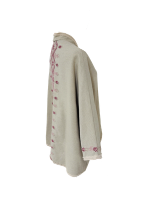 Nadia Dajani x MAP Dark Pink Hand Embroidered Beige Round Jacket