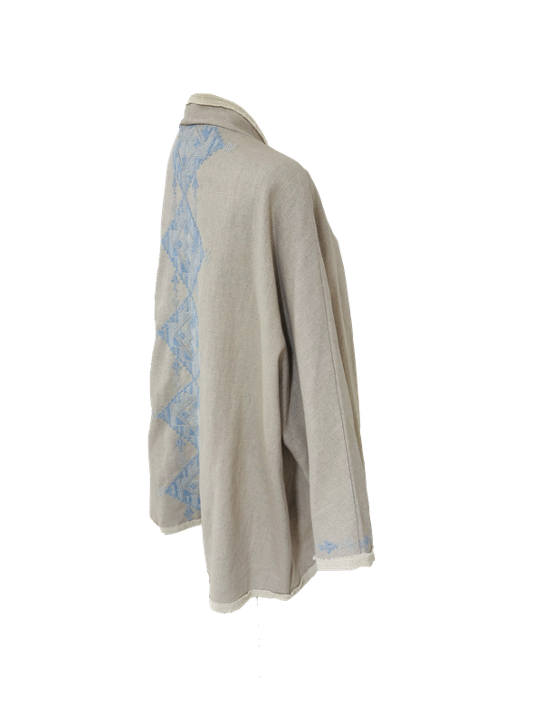 Nadia Dajani x MAP Sky Blue Hand Embroidered Beige Round Jacket