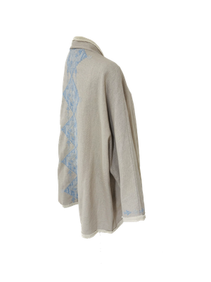 Nadia Dajani x MAP Sky Blue Hand Embroidered Beige Round Jacket