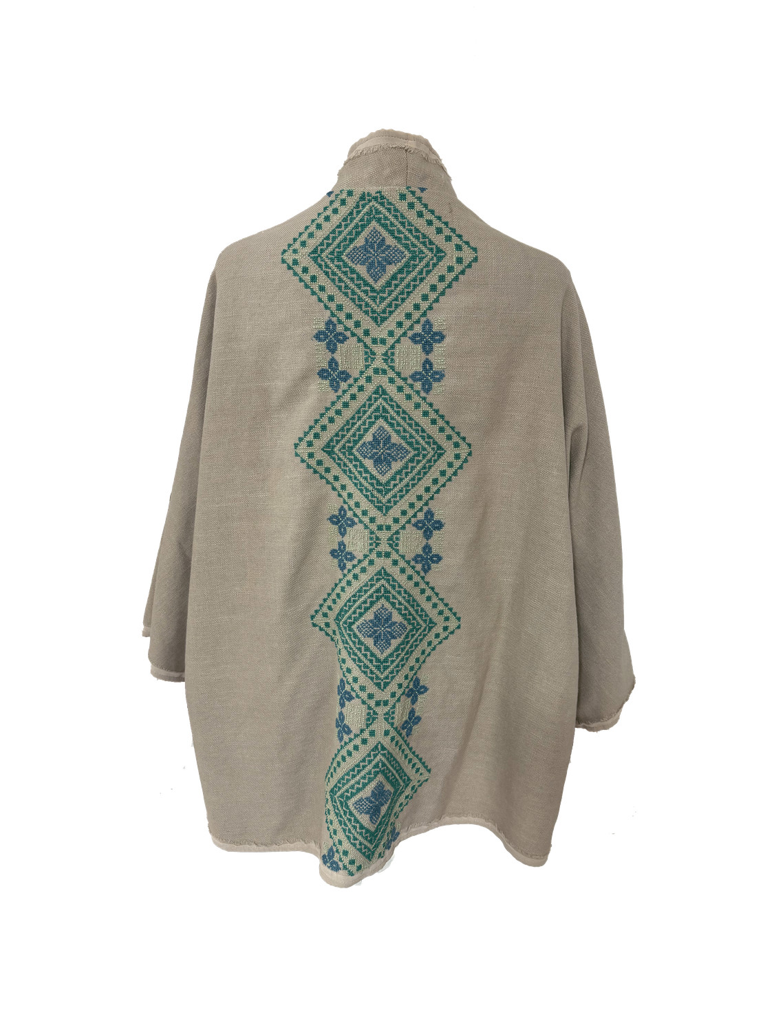 Nadia Dajani x MAP Turquoise Hand Embroidered Beige Round Jacket