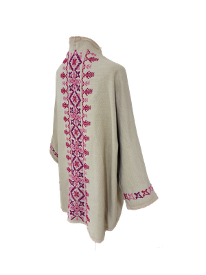 Nadia Dajani x MAP Fuschia Hand Embroidered Beige Round Jacket