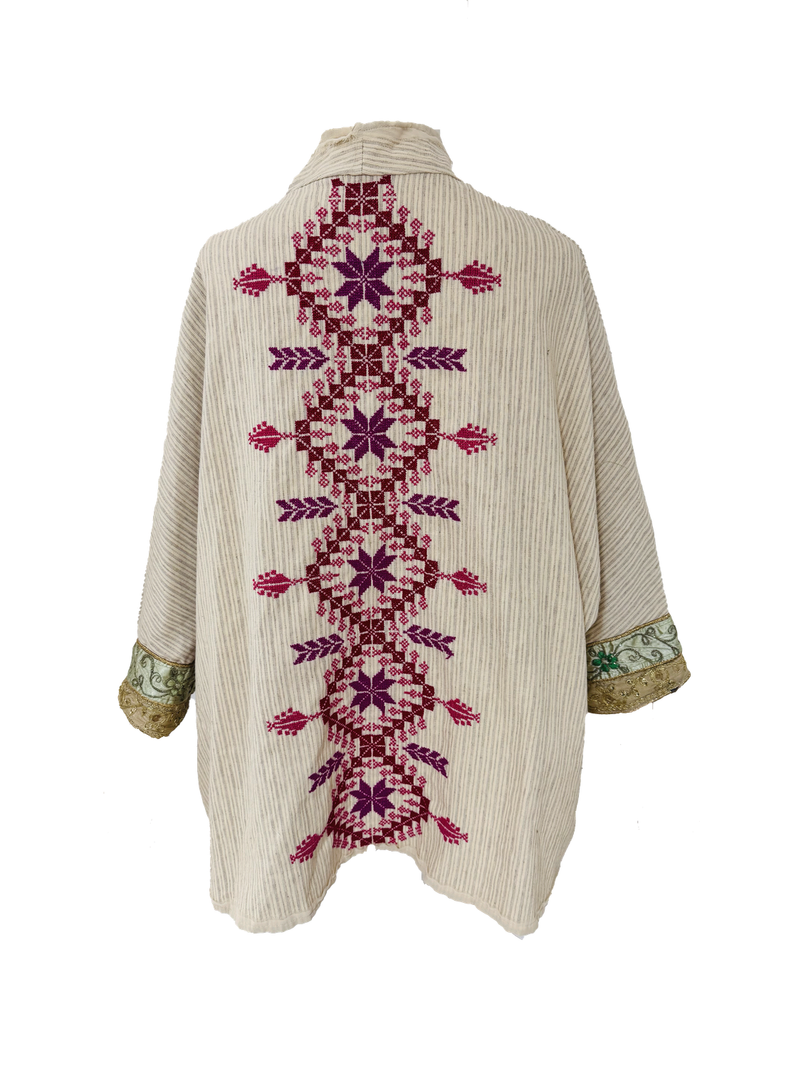 Nadia Dajani x MAP Burgundy Hand Embroidered Beige Round Jacket