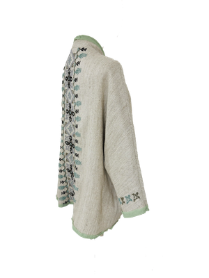 Nadia Dajani x MAP Mint Green Hand Embroidered Beige Round Jacket