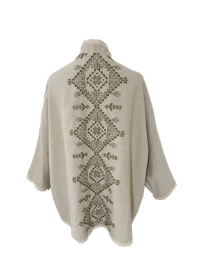 Nadia Dajani x MAP Geometric Hand Embroidered Beige Round Jacket