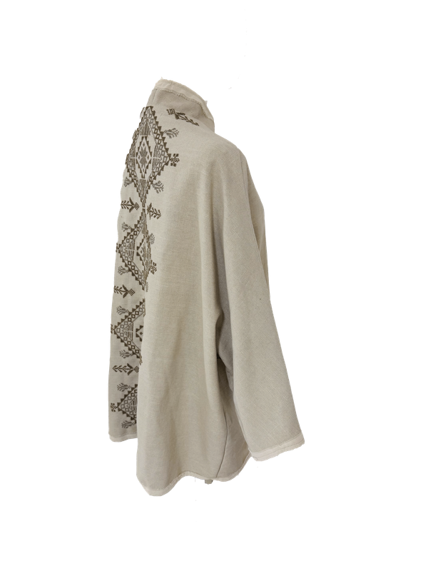 Nadia Dajani x MAP Geometric Hand Embroidered Beige Round Jacket