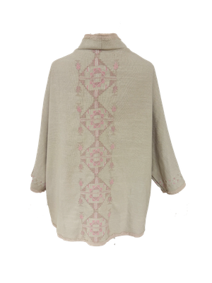 Nadia Dajani x MAP Pastel Pink Hand Embroidered Beige Round Jacket