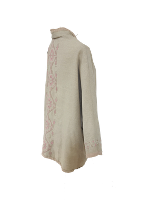 Nadia Dajani x MAP Pastel Pink Hand Embroidered Beige Round Jacket