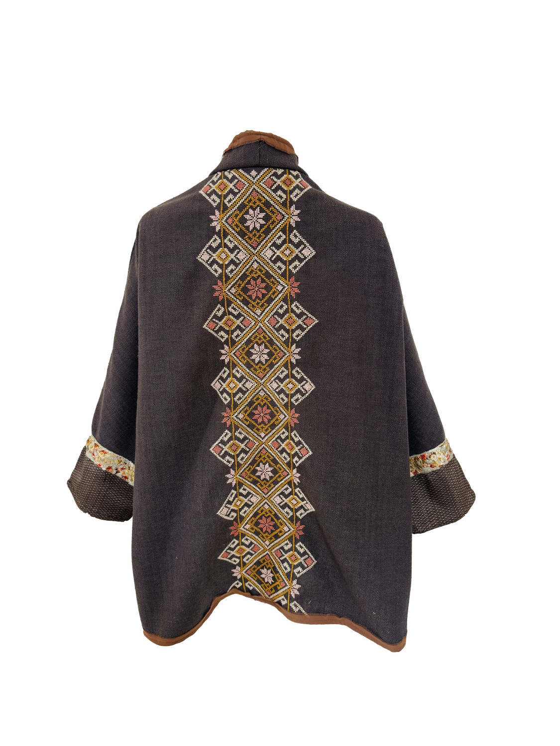 Nadia Dajani x MAP Orange Hand Embroidered Brown Round Jacket