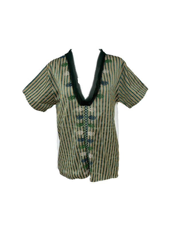 Nadia Dajani x MAP Hand Embroidered Saya Shirt in Green