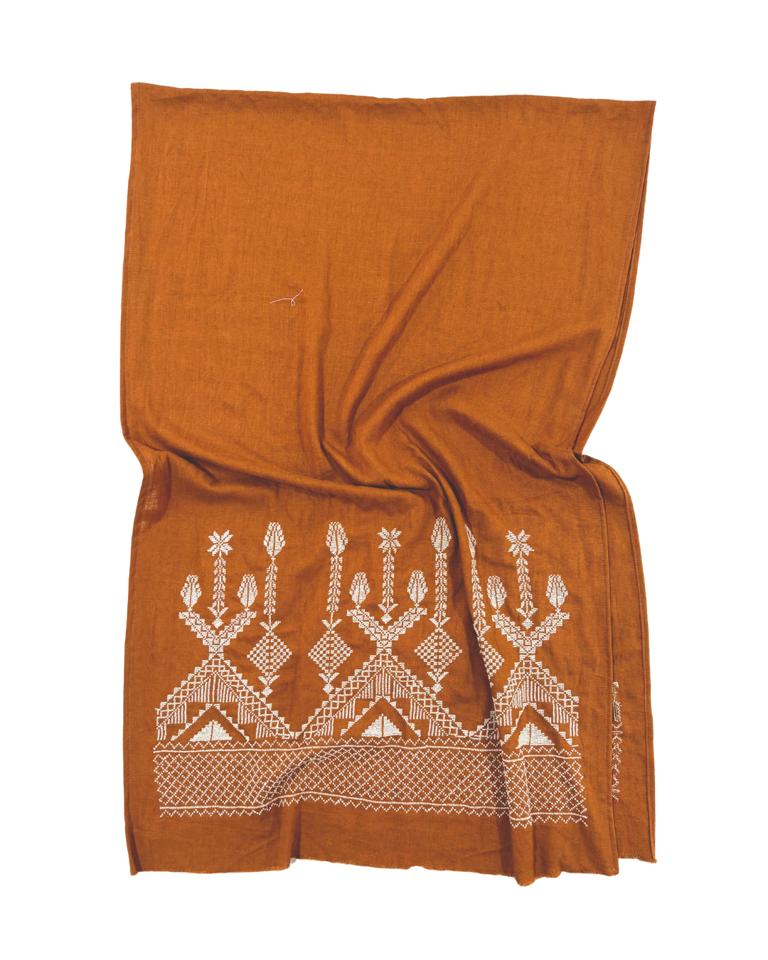 Heavily Embroidered Ochre Scarf
