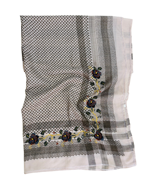 Nadia Dajani x Jerash Camp Embroidered Hatta in Beige